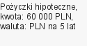 Pożyczki hipoteczne, kwota: 60 000 PLN, waluta: PLN na 5 lat